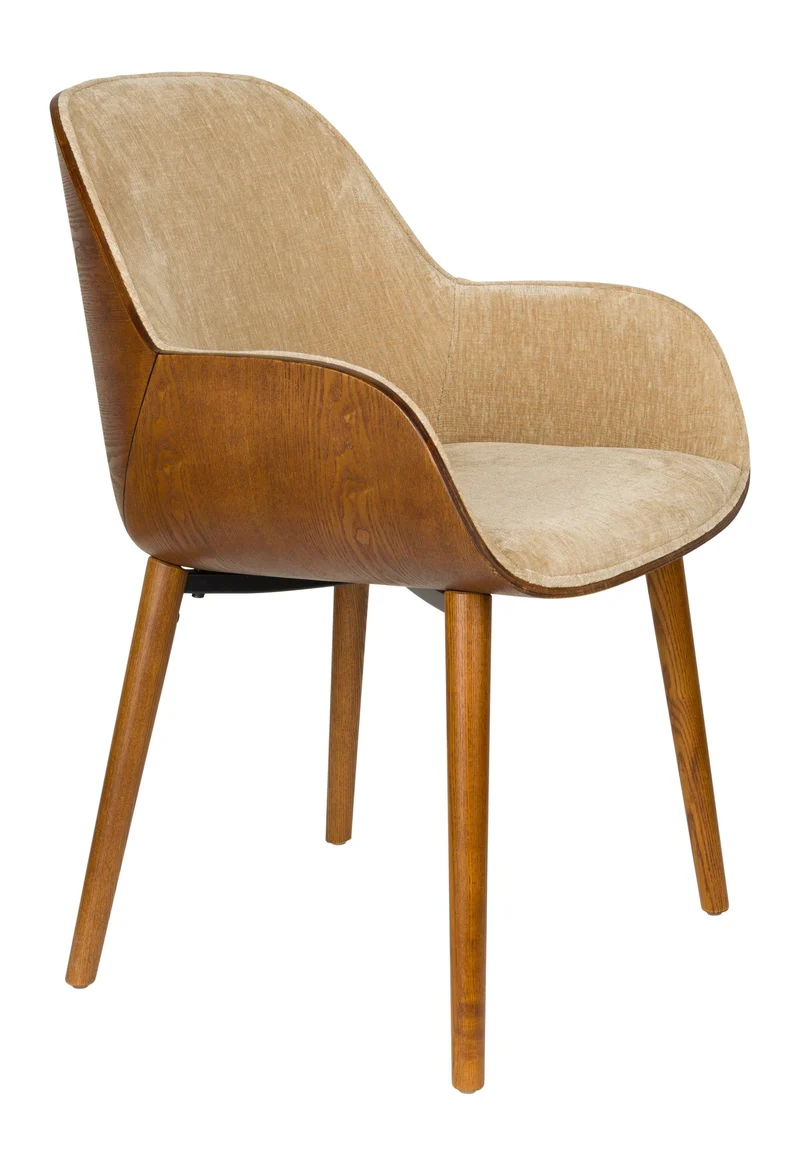 Sessel Taylor Beige mit Eschenholz-Gestell von Dutchbone im 70er-Stil
