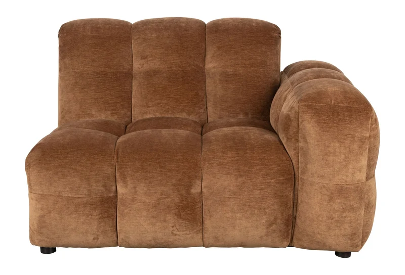 Sofa-Element Hackman mit Armlehne rechts, Velours Cognac, Dutchbone