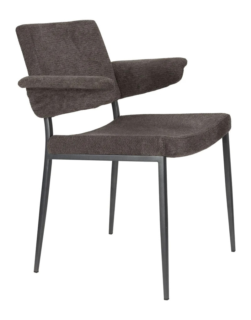 Esszimmersessel Portland im 2er-Set, Grau mit schwarzem Metallgestell
