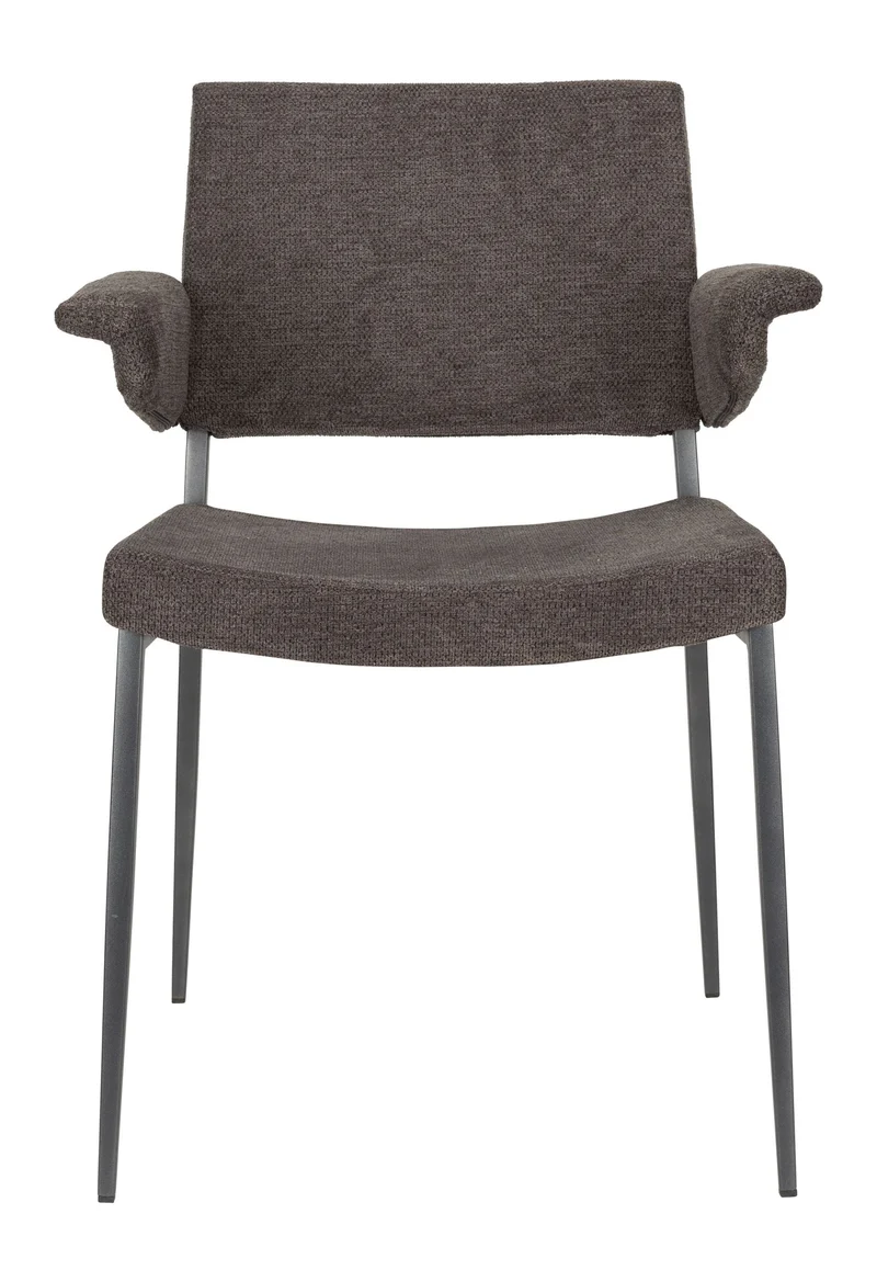 Esszimmersessel Portland im 2er-Set, Grau mit schwarzem Metallgestell
