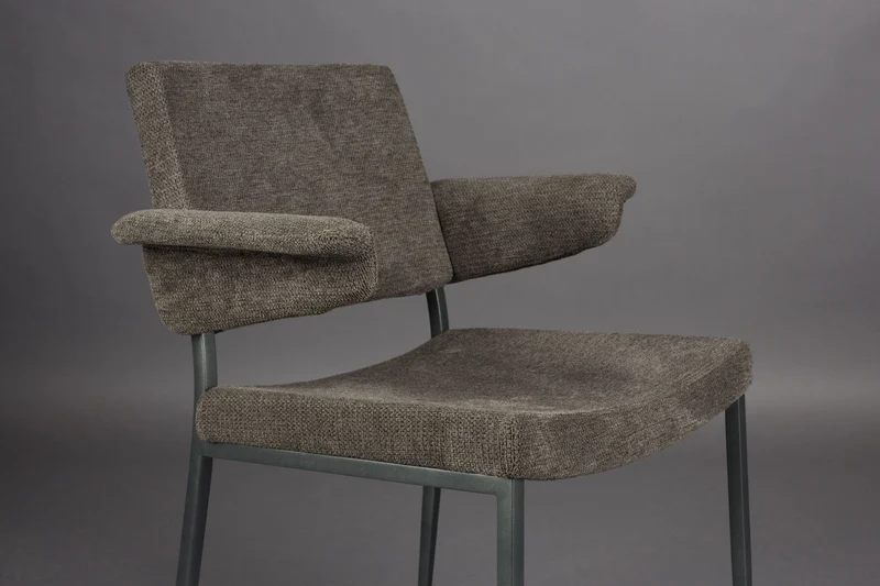 Esszimmersessel Portland im 2er-Set, Grau mit schwarzem Metallgestell