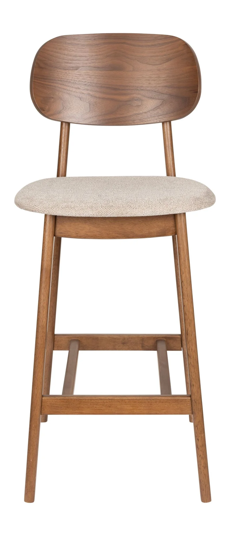 Barhocker Marais 2er-Set aus Gummibaumholz mit beigem Bezug, Dutchbone