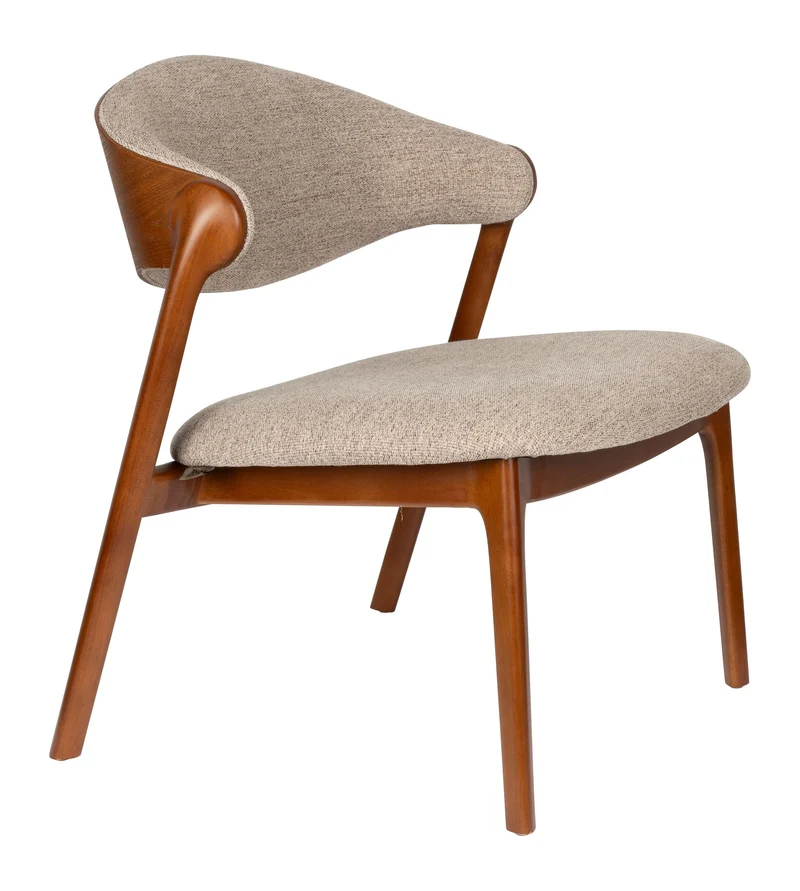 Loungesessel Babington Walnuss mit Buchenholzgestell, Vintage-Design