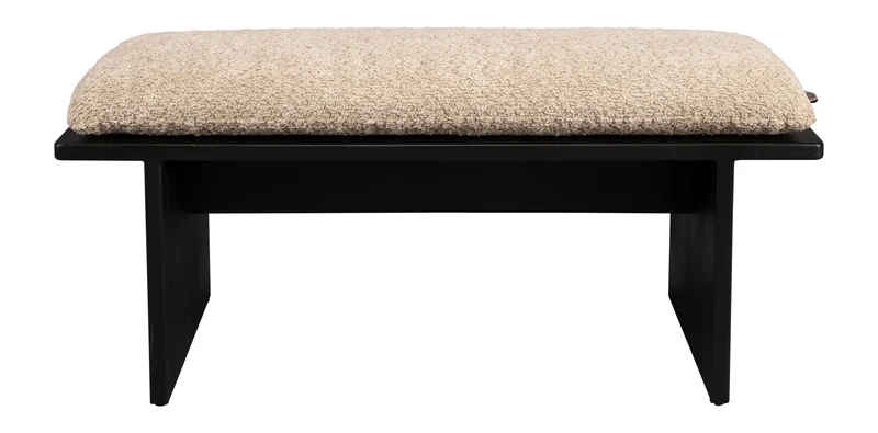 Sitzbank Shiho mit Bouclé-Sitzkissen aus Gummibaumholz von Dutchbone