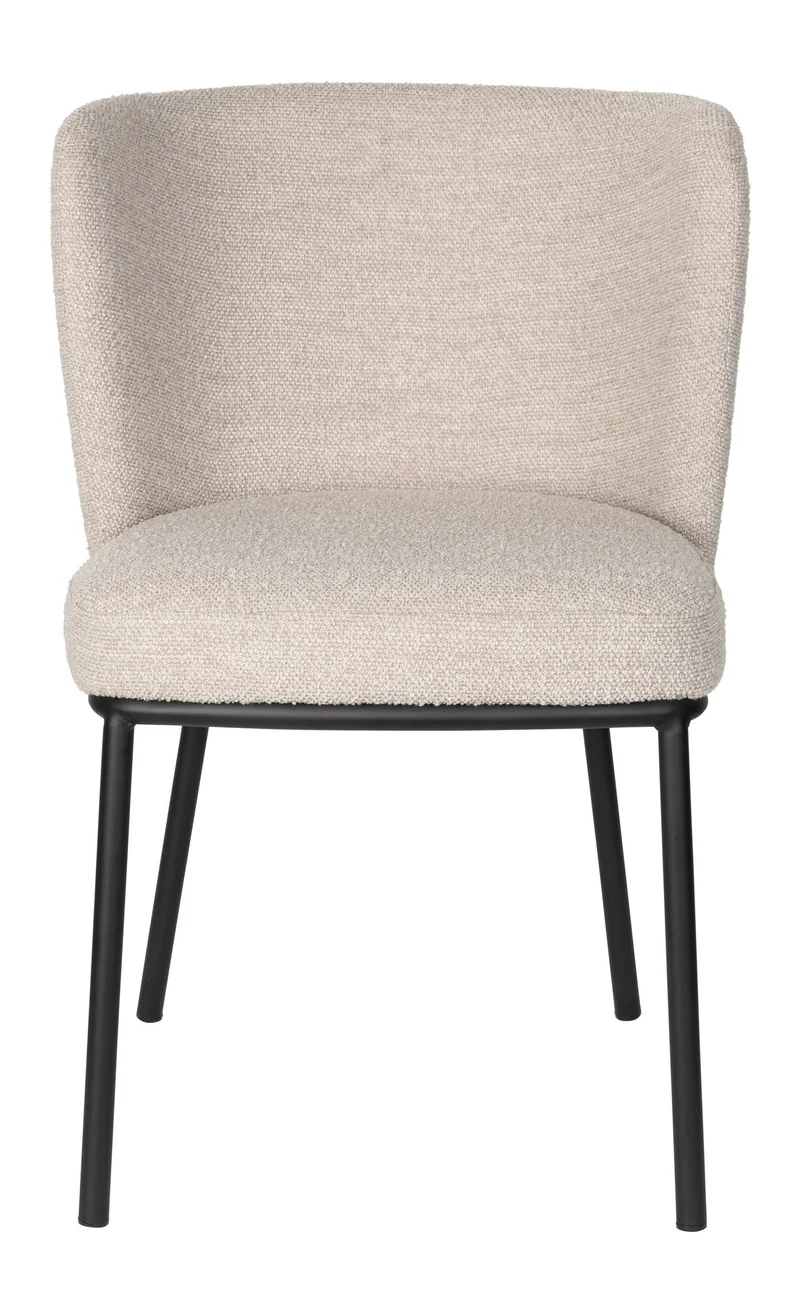 Esszimmerstuhl Guus im 2er-Set, Beige mit Bouclé-Bezug & Metallgestell