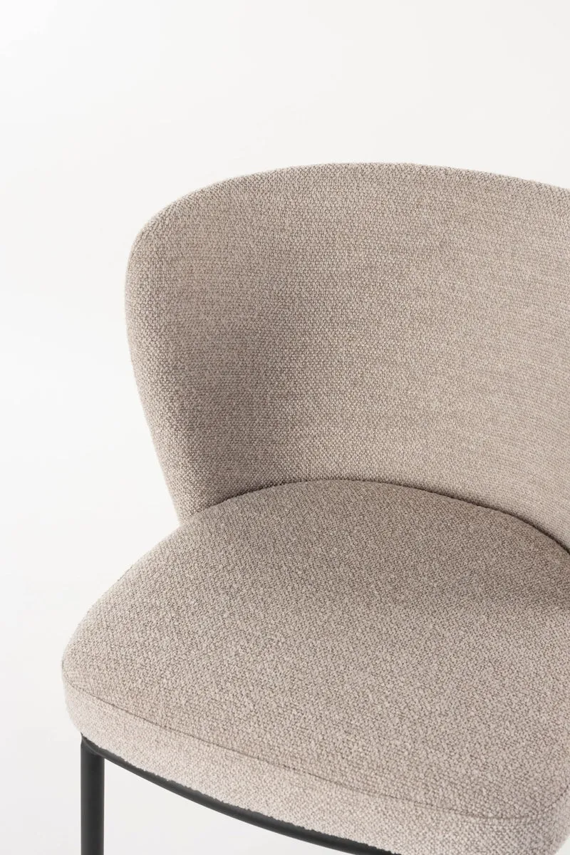 Esszimmerstuhl Guus im 2er-Set, Beige mit Bouclé-Bezug & Metallgestell