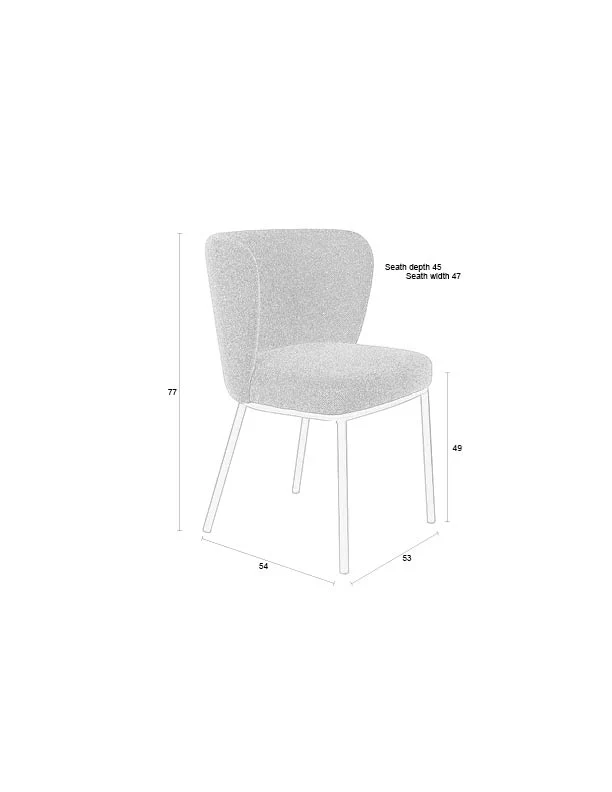 Esszimmerstuhl Guus im 2er-Set, Beige mit Bouclé-Bezug & Metallgestell
