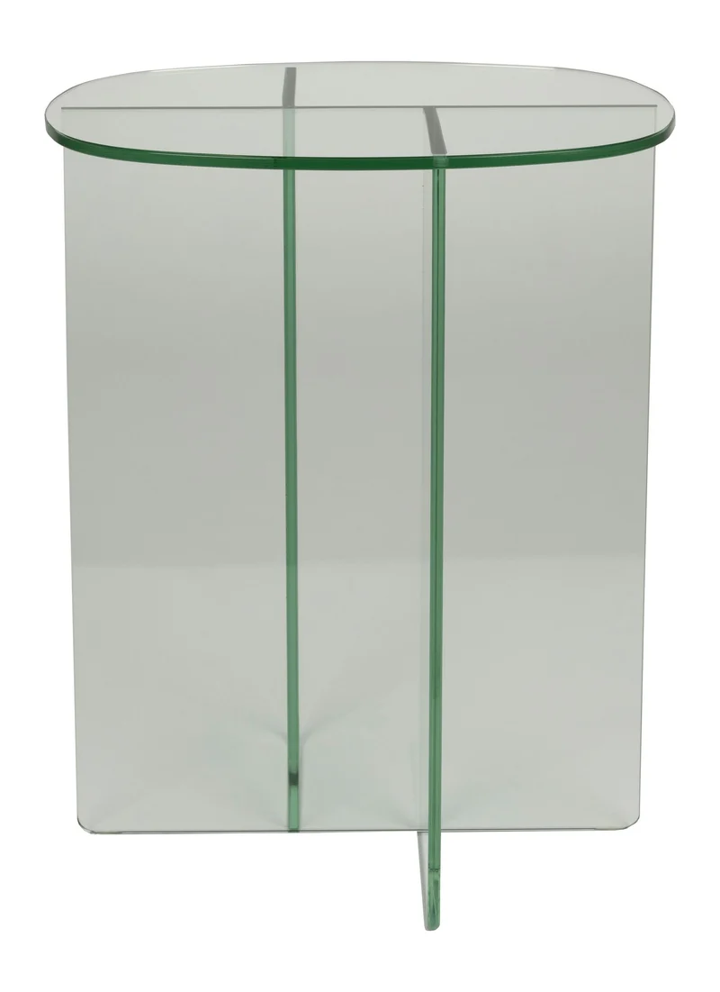 Beistelltisch Linea aus transparentem Glas mit Linienmuster Zuiver