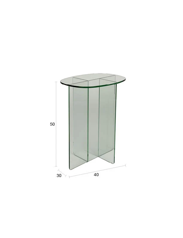 Beistelltisch Linea aus transparentem Glas mit Linienmuster Zuiver