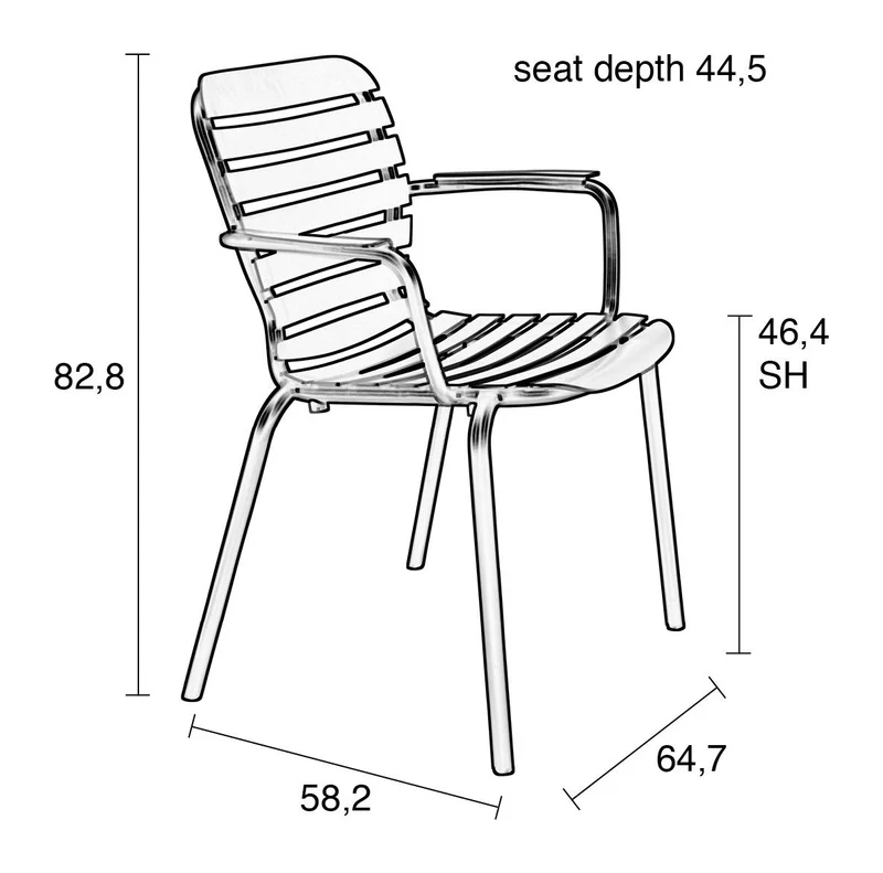 Zuiver Gartensessel Vondel 2er-Set, Weiß mit Aluminiumgestell
