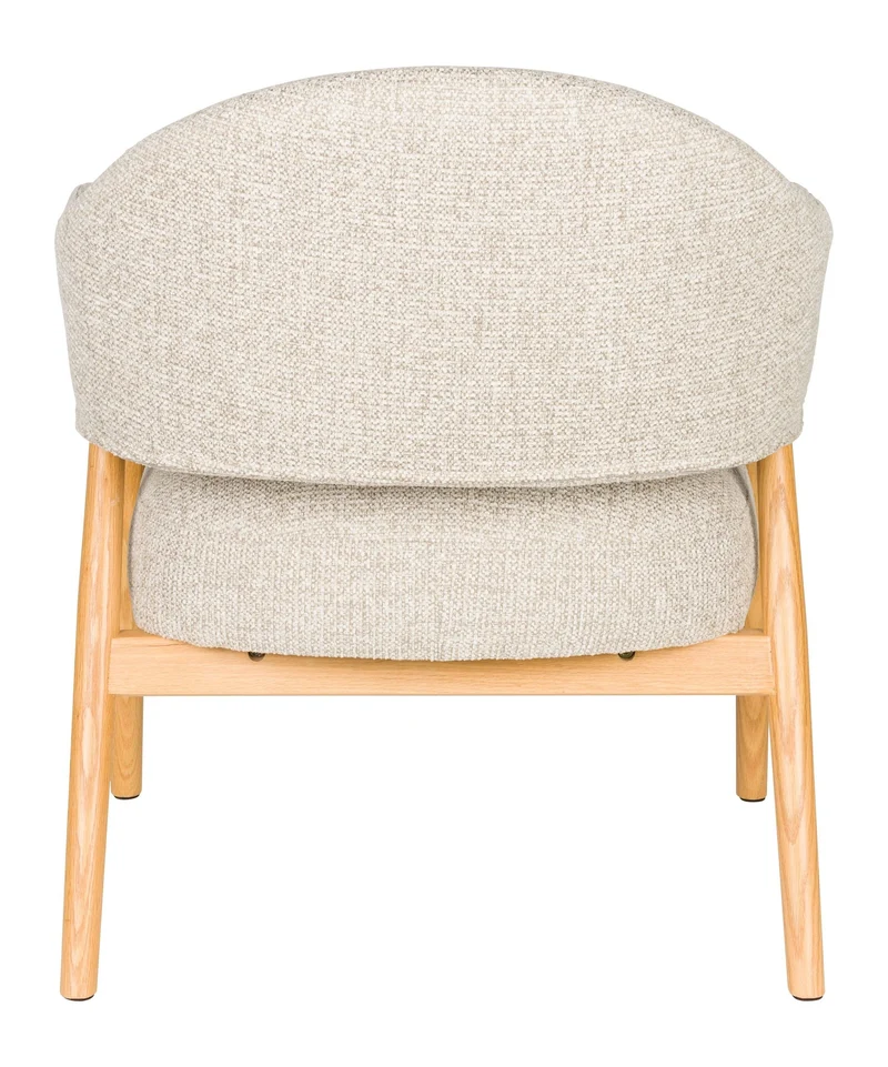Loungesessel Indy Hellbraun-Beige mit Stoffbezug und Eichenholzgestell