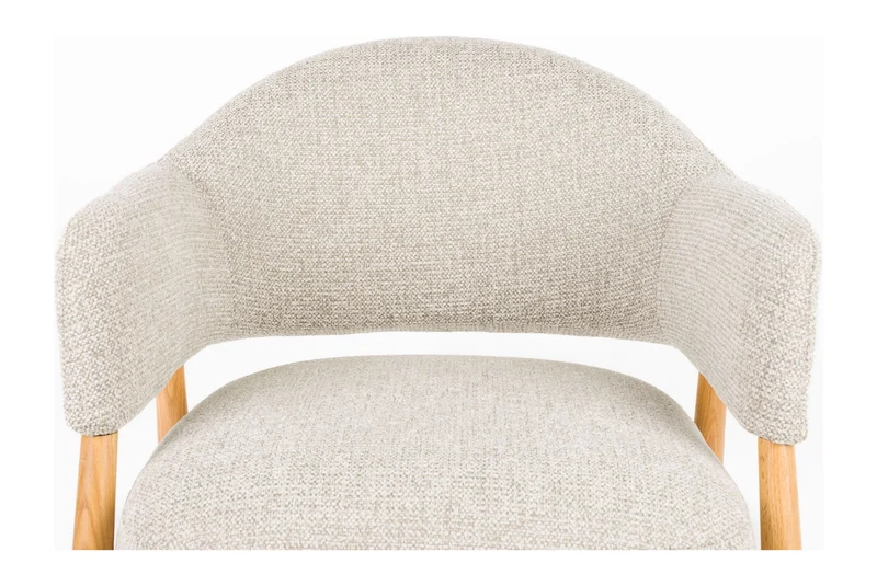 Loungesessel Indy Hellbraun-Beige mit Stoffbezug und Eichenholzgestell