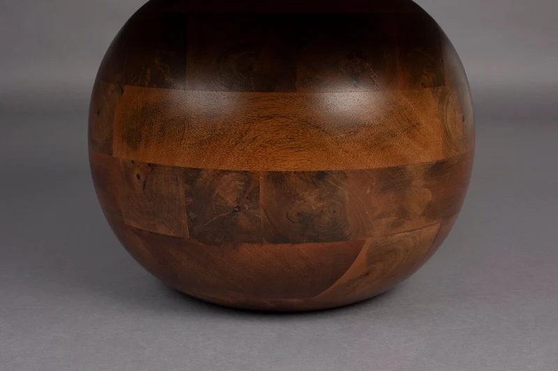 Couchtisch Oblivian rund aus Mangoholz mit walnussbrauner Oberfläche