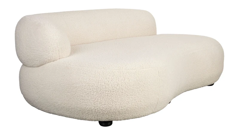 Sofa Noxx 2,5-Sitzer mit Teddy-Stoff in Weiß, Wohnzimmer-Couch