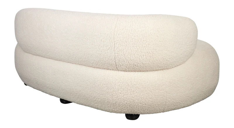 Sofa Noxx 2,5-Sitzer mit Teddy-Stoff in Weiß, Wohnzimmer-Couch