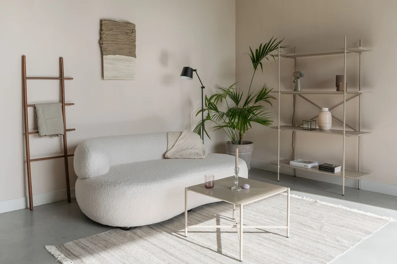 Sofa Noxx 2,5-Sitzer mit Teddy-Stoff in Weiß, Wohnzimmer-Couch