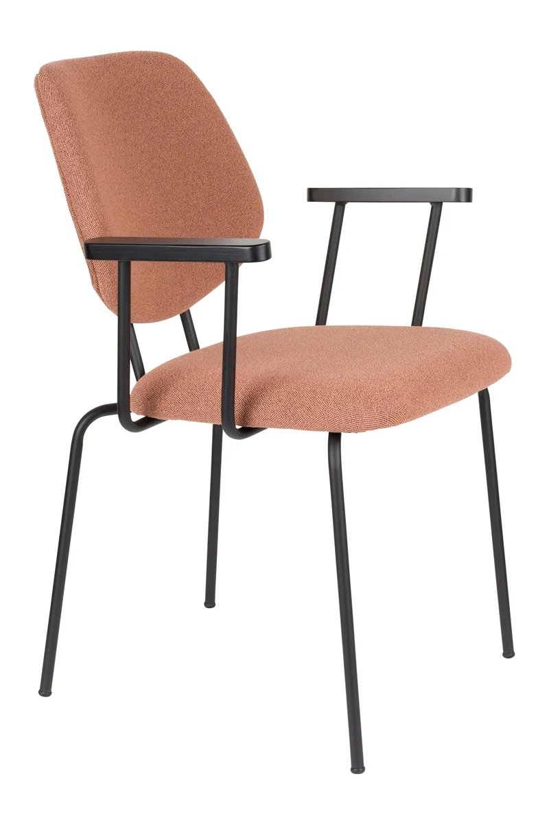 Sessel Zelo im 2er-Set, Pink mit Metallgestell für Esszimmer