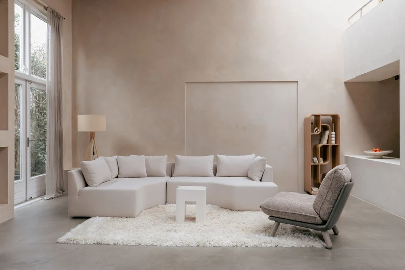 Loungesessel Lazy Sack Soft Beige mit Teddy-Stoff von Zuiver
