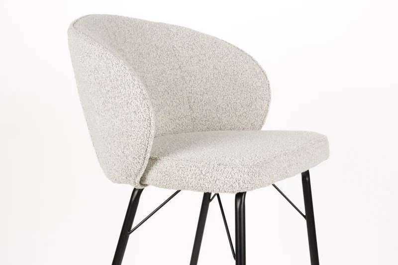 Barhocker Joa im 2er-Set, Beige mit Metallgestell für Küche & Bar
