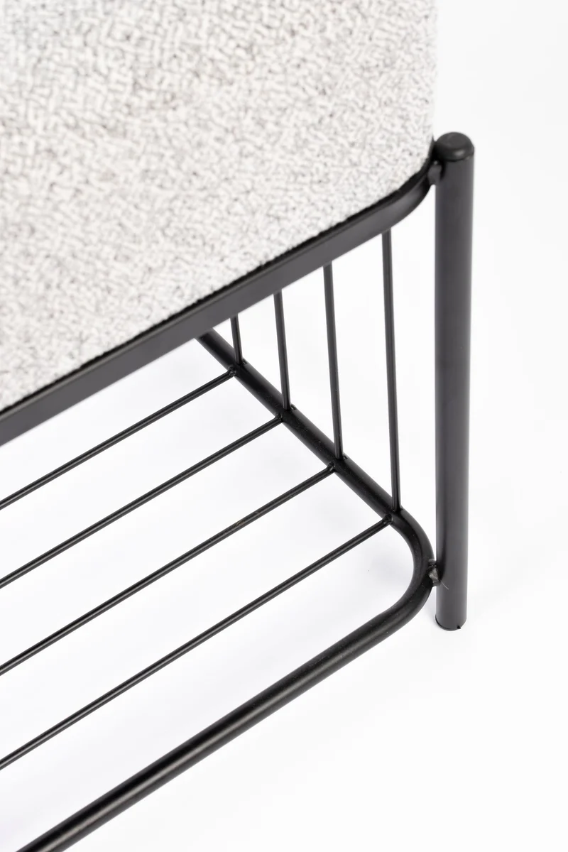 Hocker Milou rechteckig mit Stauraum, grauer Stoffbezug Wohnzimmer