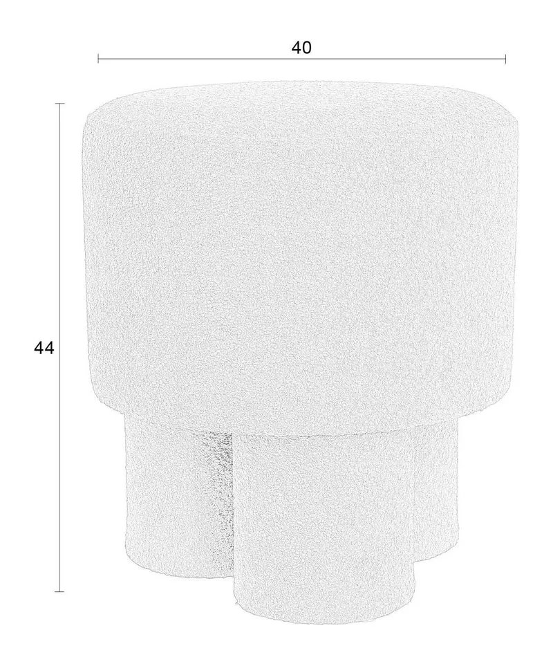 Hocker Marcos Rotbraun mit Bouclé-Bezug und Kiefernholzgestell