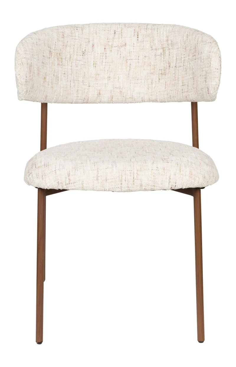 Esszimmerstuhl Claes im 2er-Set, Off-White mit Metallgestell