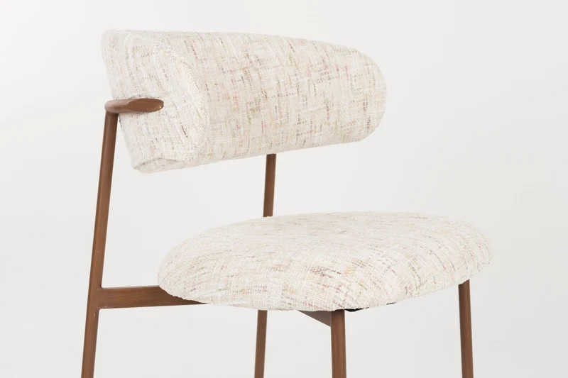 Esszimmerstuhl Claes im 2er-Set, Off-White mit Metallgestell