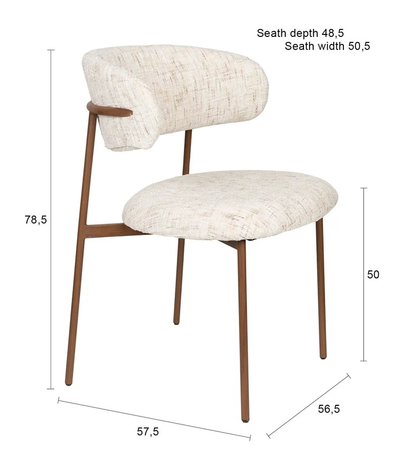 Esszimmerstuhl Claes im 2er-Set, Off-White mit Metallgestell