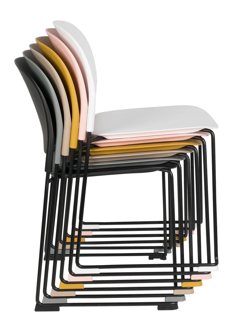 Esszimmerstuhl Stacks im 4er-Set, Gelb aus stapelbarem Kunststoff