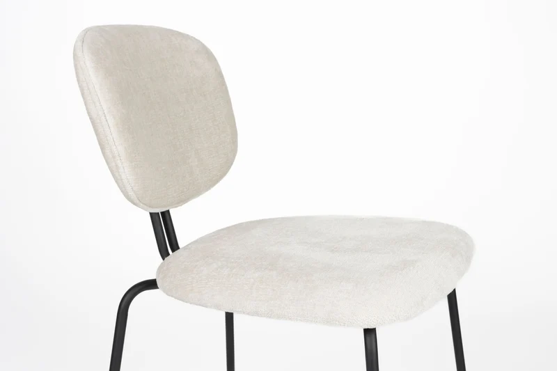 Esszimmerstuhl Bouton im 2er-Set, Off-White mit Gestell aus Eisen
