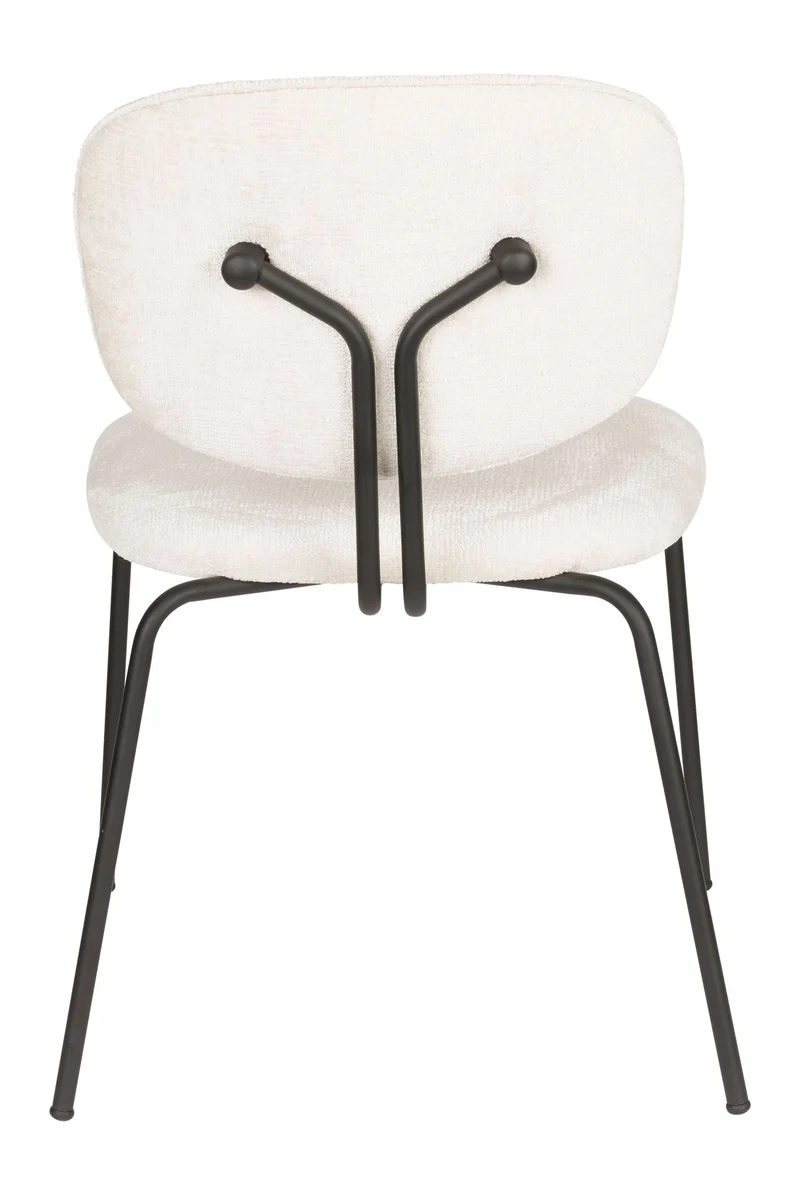 Esszimmerstuhl Bouton im 2er-Set, Off-White mit Gestell aus Eisen