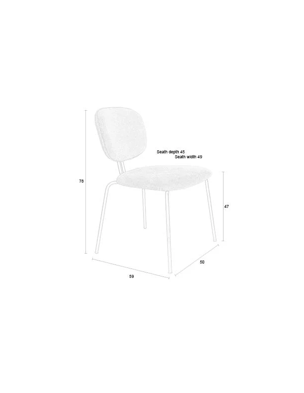 Esszimmerstuhl Bouton im 2er-Set, Off-White mit Gestell aus Eisen