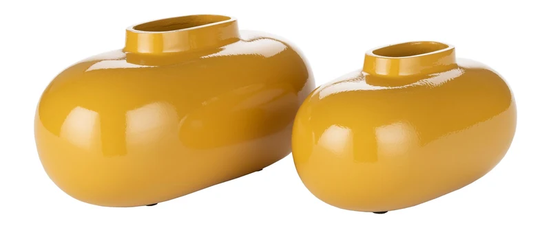 Deko-Vase Droplet M Ochre aus glänzendem Aluminium von Dutchbone