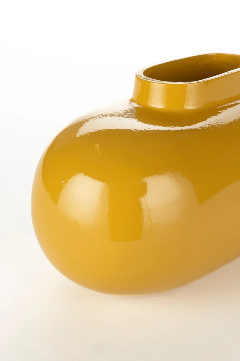 Deko-Vase Droplet M Ochre aus glänzendem Aluminium von Dutchbone