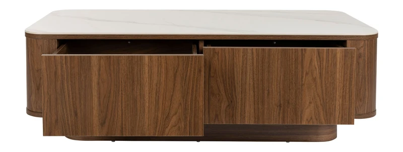 Couchtisch Almira aus Holz in Walnuss, Rechteckig für das Wohnzimmer