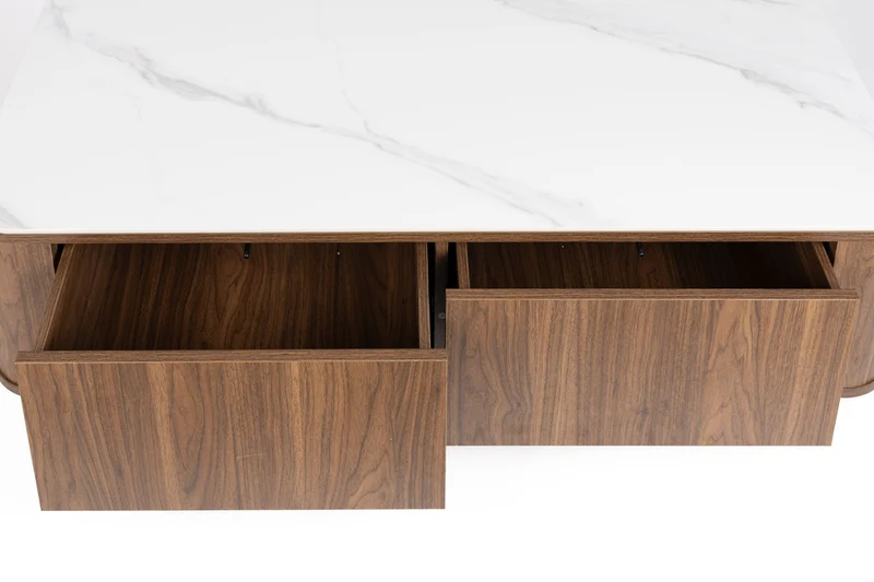 Couchtisch Almira aus Holz in Walnuss, Rechteckig für das Wohnzimmer