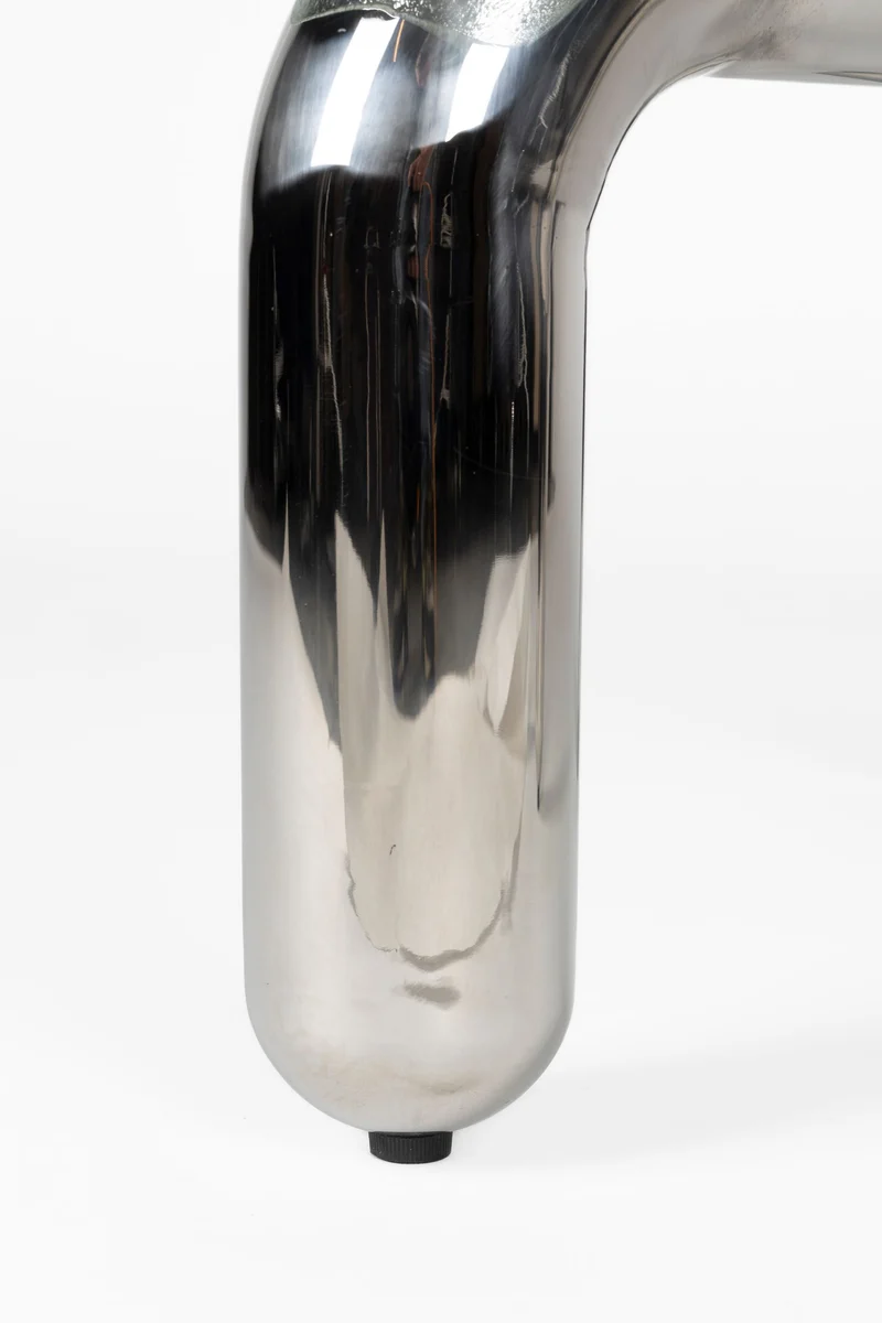 Beistelltisch Marly rund aus Sicherheitsglas in Silber von Dutchbone
