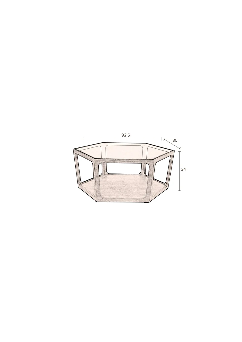 Couchtisch Sita im Vintage-Design mit Glasplatte und Nussbaumfurnier