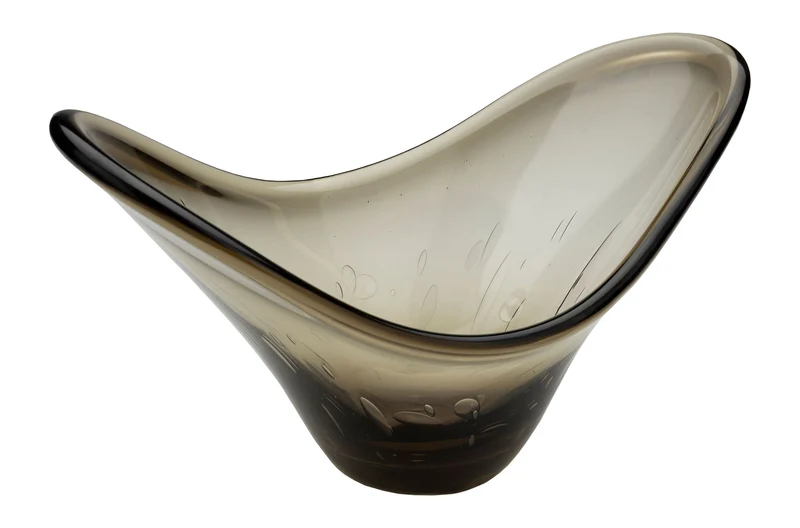 Tablett Dale aus schwarzem Rauchglas mit geschwungener Form, Dutchbone