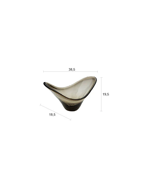 Tablett Dale aus schwarzem Rauchglas mit geschwungener Form, Dutchbone