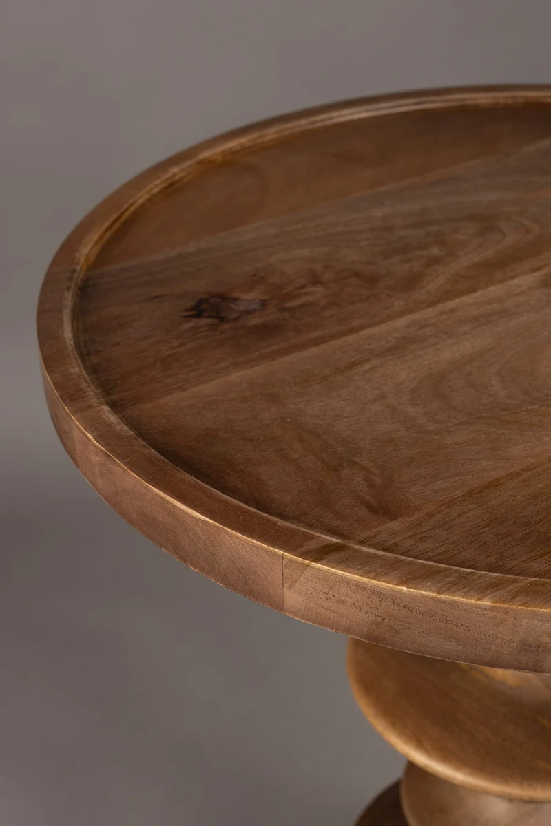 Beistelltisch Cath aus massivem Mangoholz mit Walnuss-Finish, rund