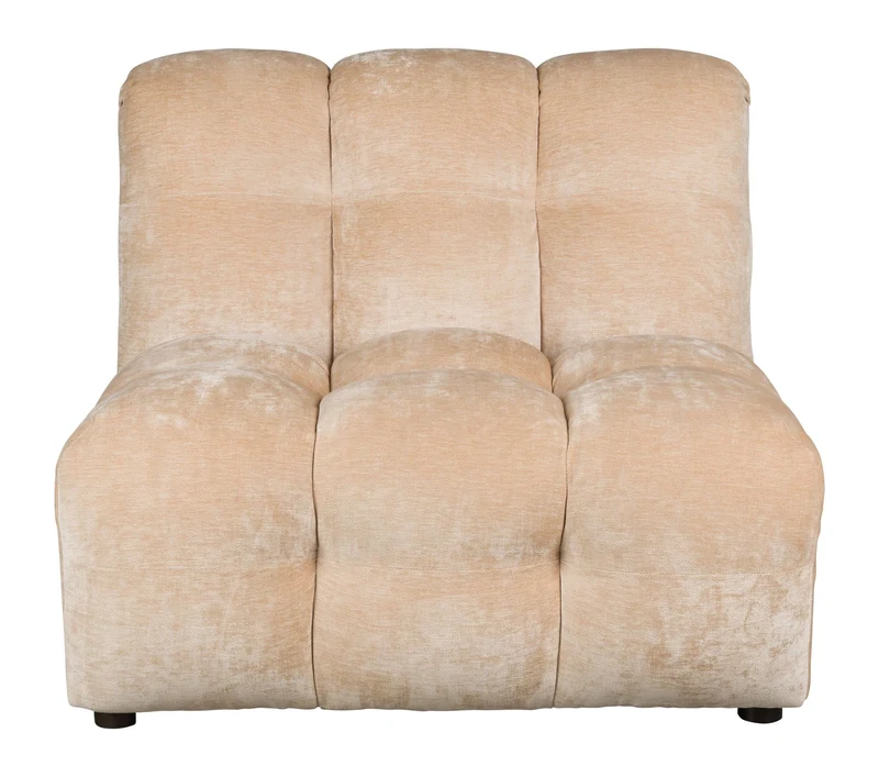 Sofa-Element Hackman No Arm, Beige Velours mit Kiefernholz-Gestell