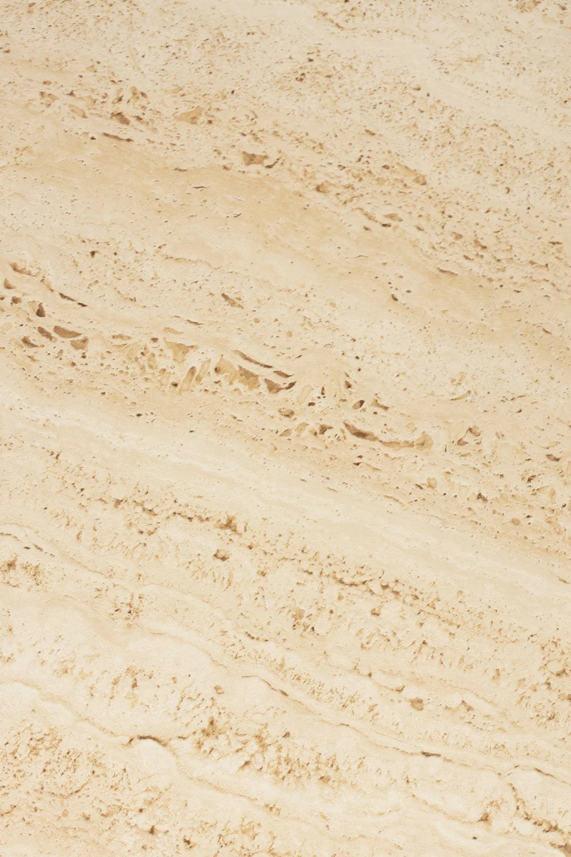 Beistelltisch Joya High mit Keramik-Platte in Travertin-Optik, Beige