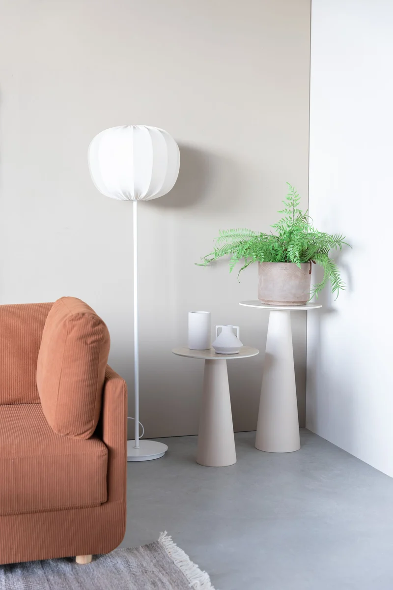 Beistelltisch Joya High mit Keramik-Platte in Travertin-Optik, Beige