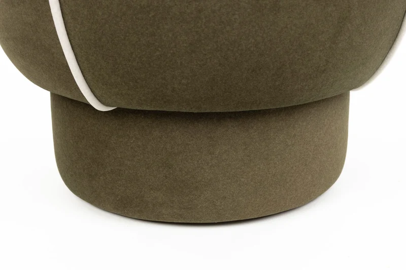 Hocker Marina Green mit Kontrastnaht, rundes Design fürs Wohnzimmer