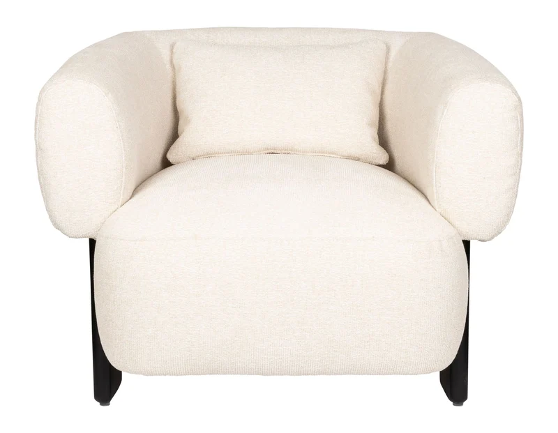 Loungesessel Neil in Beige mit dunklen Holzbeinen von Zuiver