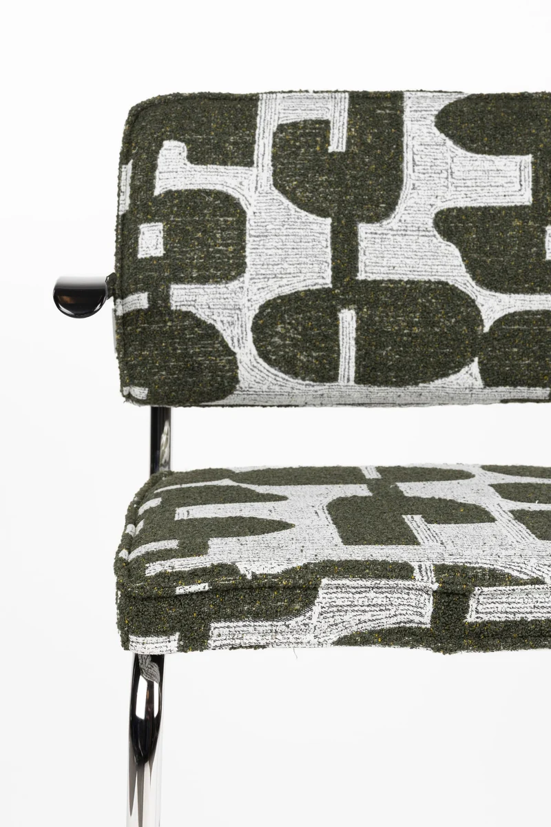 Sessel Ridge Kink Deco Symbols im 2er-Set, Grün mit Chrom-Gestell
