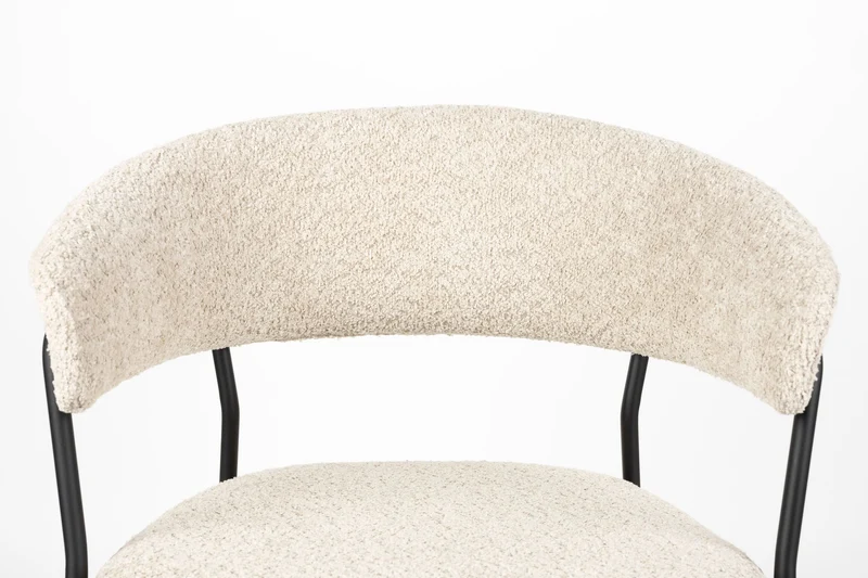 Sessel Zeri im 2er-Set, Beige mit schwarzem Gestell fürs Esszimmer