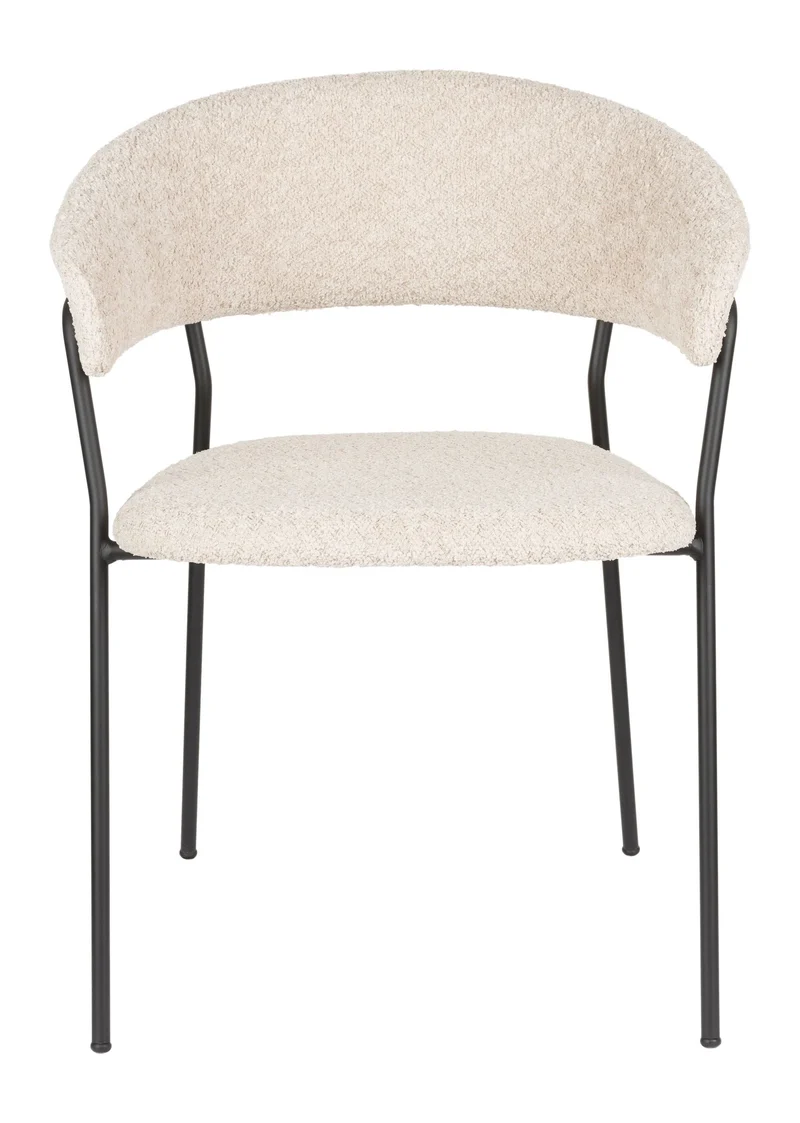 Sessel Zeri im 2er-Set, Beige mit schwarzem Gestell fürs Esszimmer