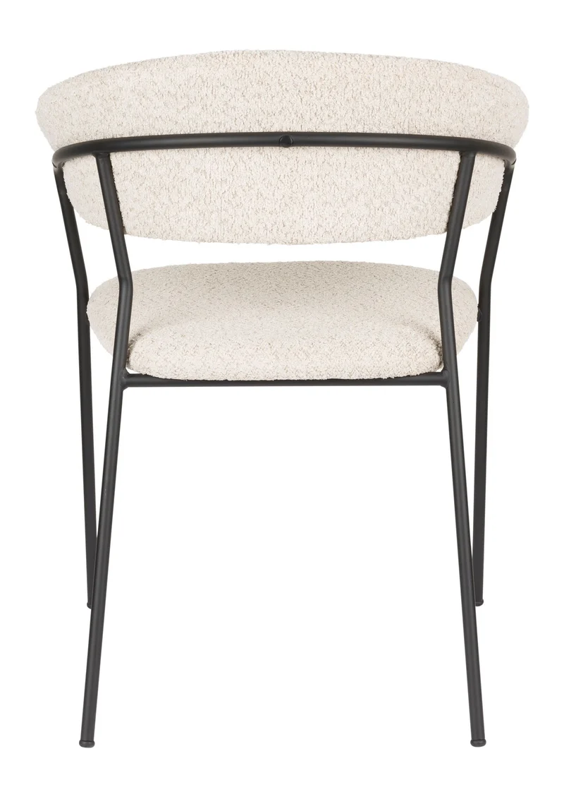 Sessel Zeri im 2er-Set, Beige mit schwarzem Gestell fürs Esszimmer